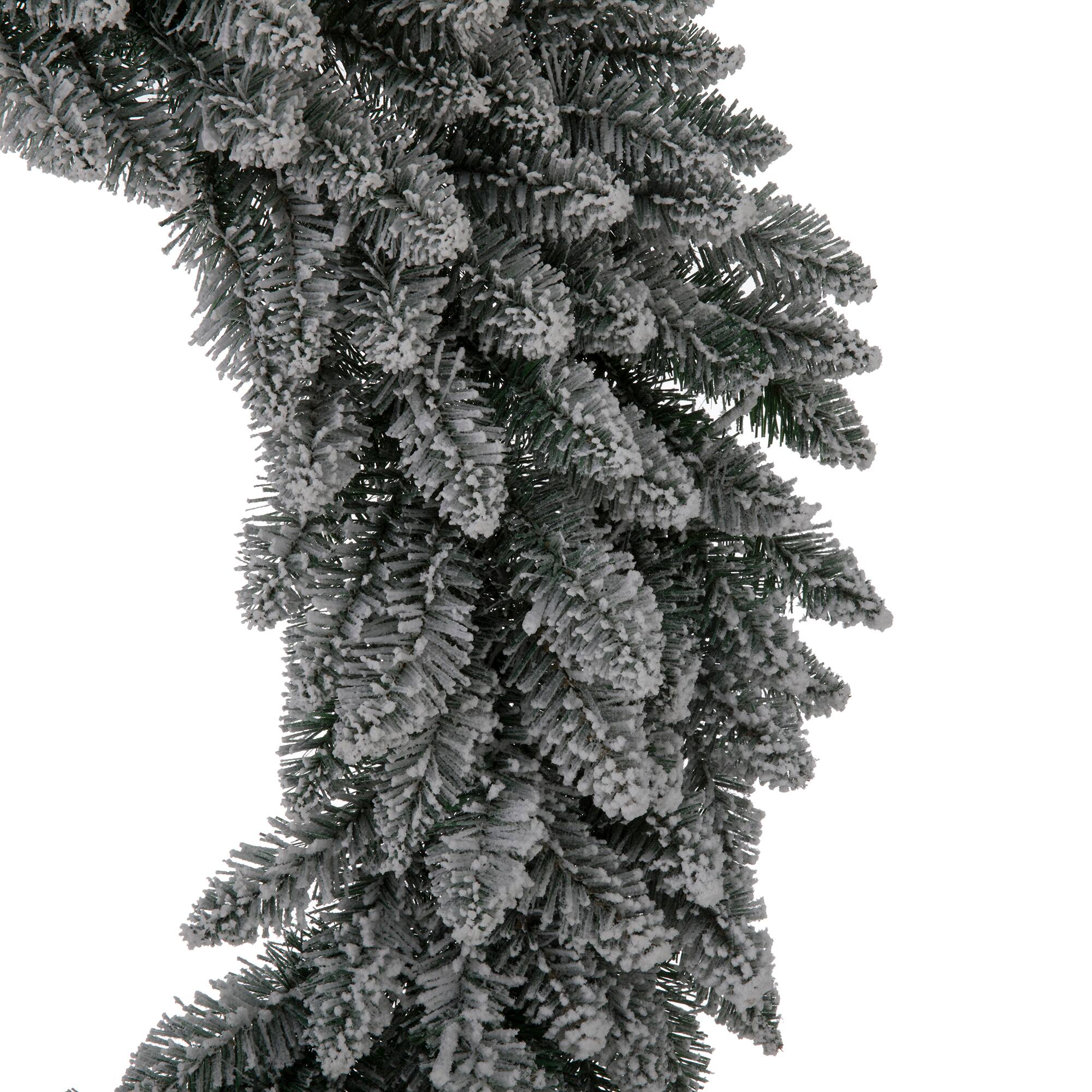 Glitzhome® 36" Pre-Lit Snow Flocked Christmas Wreath, Warm White Lights